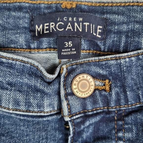 J Crew Mercantile high-rise medium wash cropped jeans raw hem size 35 boho 2X - Picture 3 of 10